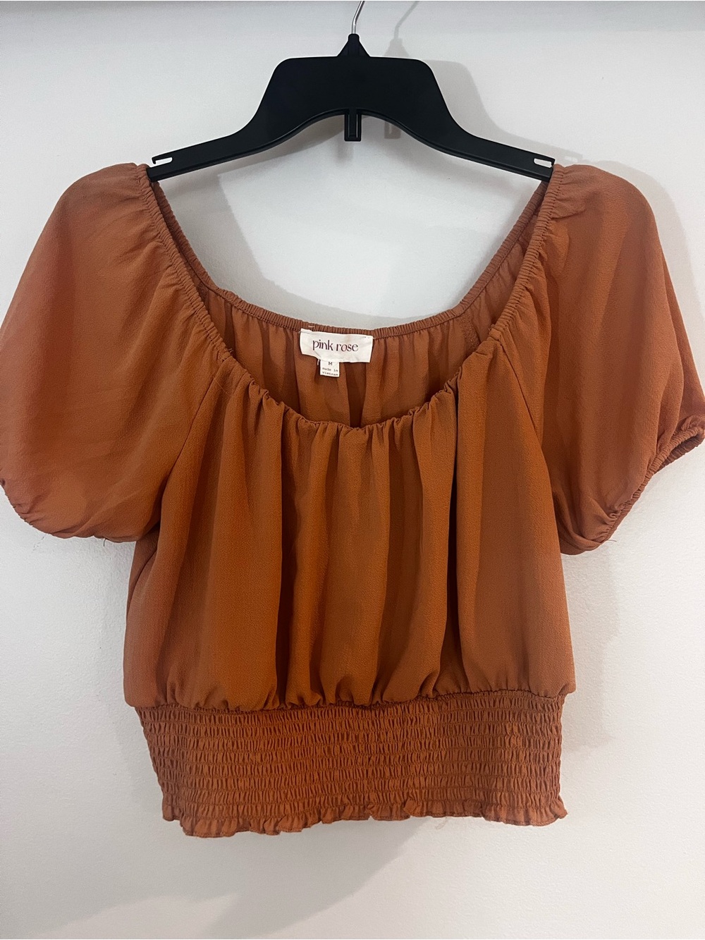 Pink Rose Terracotta Off-Shoulder Blouse